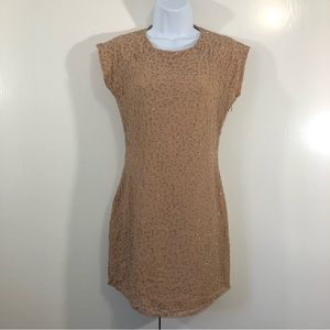 Bebe Taupe Sweetheart Embellished Shift Dress. Size XS